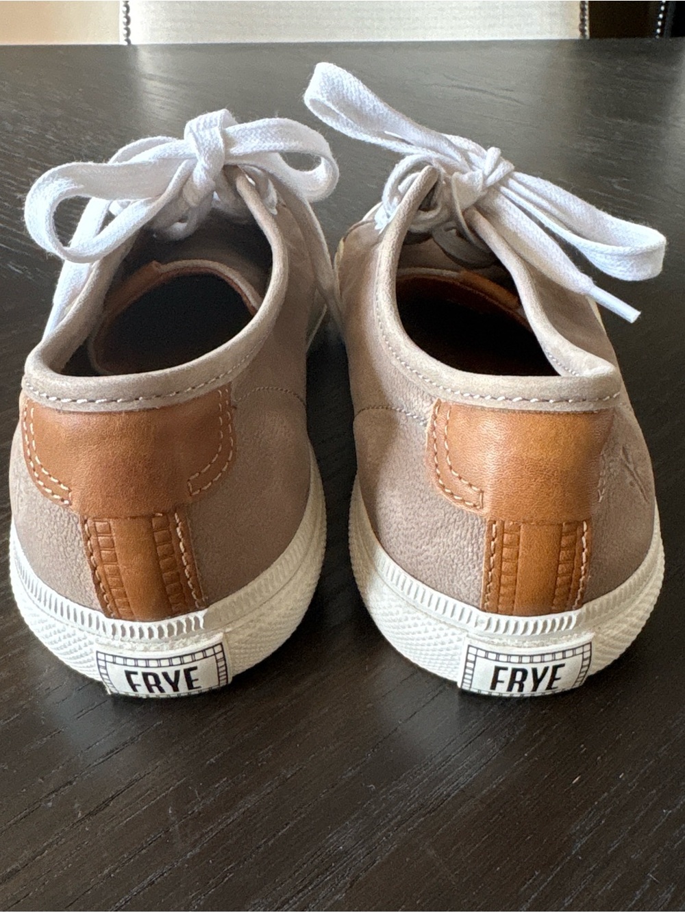 Frye Gia Leather Lace-Up Sneakers in Taupe 6M - Picture 6 of 8